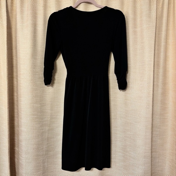 Small New York & Company Black Wrap Dress, Half Sleeves - Picture 4 of 8